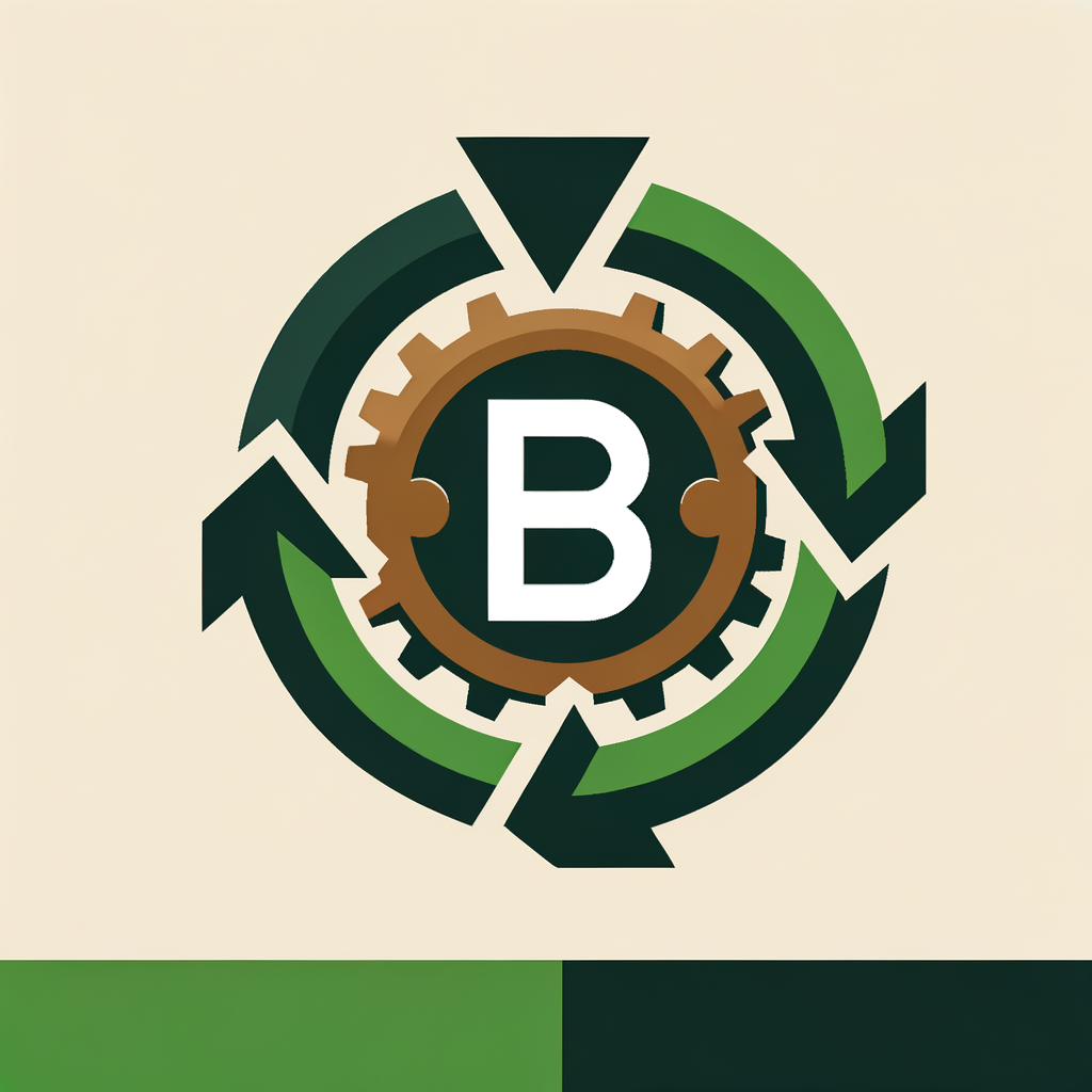 Das Kreislauf-Symbolik-Logo:

Designkonzept: Eine stilisierte Darstellung von zwei Pfeilen, die sich zu einem Kreis formen und das Recycling-Symbol nachbilden, integriert in die Silhouette eines Zahnrads, welches für Ingenieurskunst steht. Im Zentrum des Zahnrads ist das initial „B“ von BasChenics platziert, um die Marke im Kern der Kreislaufaktivitäten zu positionieren.
Farbschema: Grüntöne, um Nachhaltigkeit und Recycling zu symbolisieren, gepaart mit erdigen Brauntönen, die für die Materialien stehen, die in den Kreislauf zurückgeführt werden. Das BasChenics-„B“ könnte in einem kontrastierenden Weiß gehalten sein, um die Klarheit und Fokus der Marke hervorzuheben.
Einfachheit: Das Logo verwendet einfache Formen und klare Linien, um die Botschaft der Kreislaufwirtschaft zu kommunizieren, ohne dabei an Wiedererkennbarkeit zu verlieren, insbesondere in kleinen Formaten.
